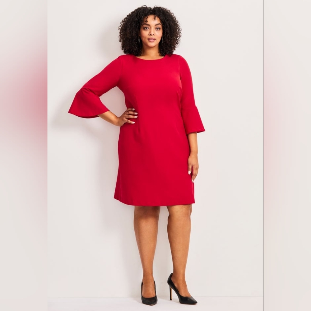 NEW NWT Avenue Plus Size Bell Sleeve Red Dress Sz 24